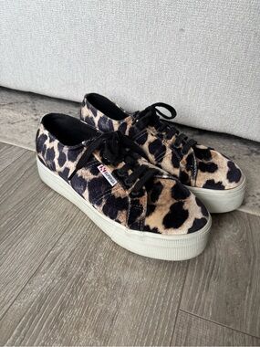 Superga Leopard-Print Platform Sneakers - Black & Tan